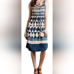 Maeve Castalia Sleeveless Midi Dress Size 8 Navy and Cream